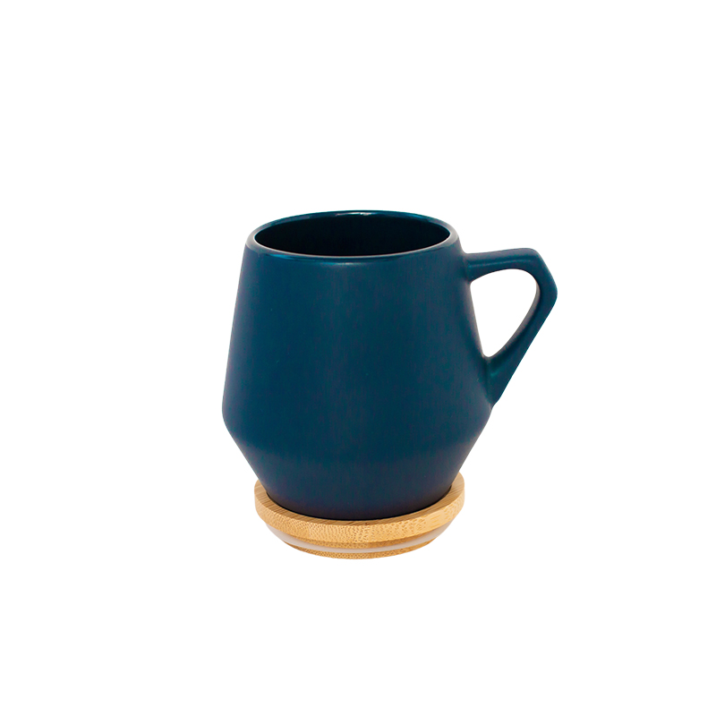 SEVILLA - eco-neutral Ceramic Mug with Bamboo Lid - Blue