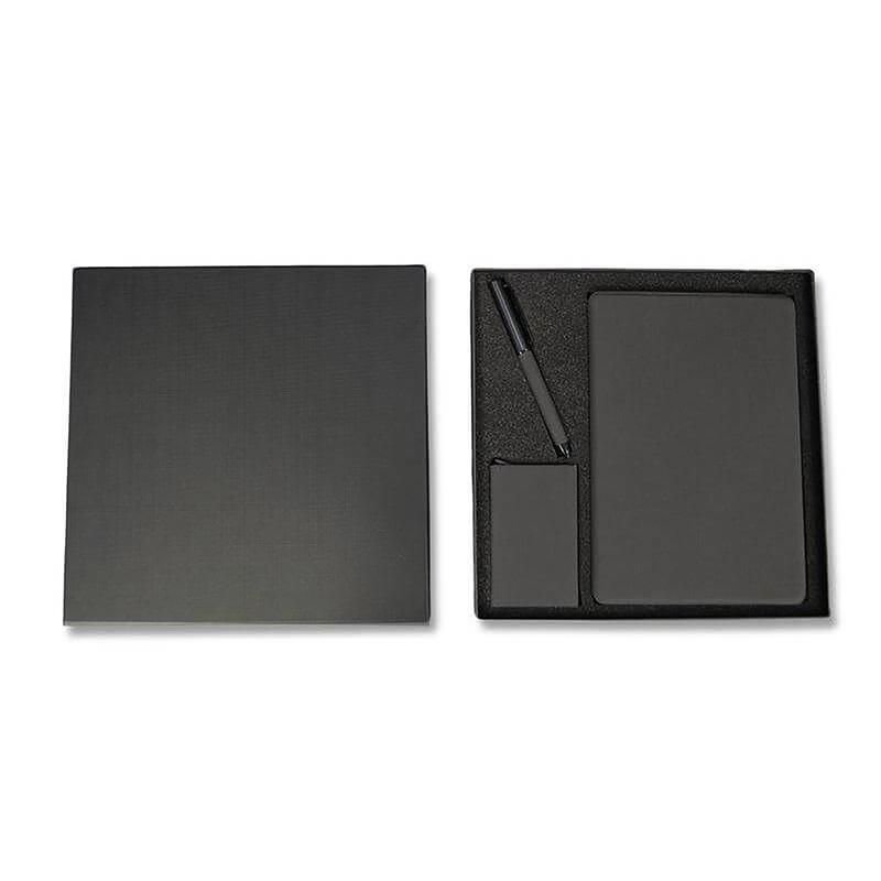 TESSIN - SANTHOME - Set of Notebook, Pen and Card Holder - Black