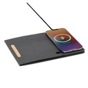 BLACE - @memorii Recycled PU Mouse Pad with Wireless Charger & Mobile Stand - Black