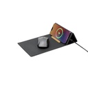 BLACE - @memorii Recycled PU Mouse Pad with Wireless Charger & Mobile Stand - Black