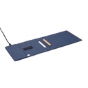 BLACE - @memorii Recycled PU Mouse Pad with Wireless Charger & Mobile Stand - Blue