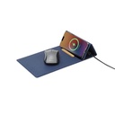 BLACE - @memorii Recycled PU Mouse Pad with Wireless Charger & Mobile Stand - Blue