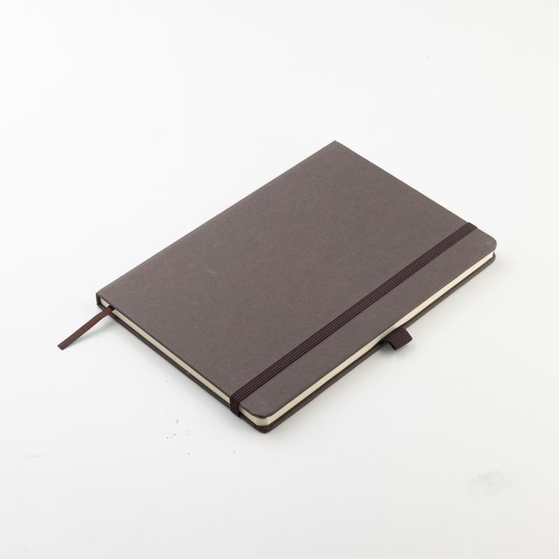 ABULA - eco-neutral A5 Fruit Paper Hard Cover Notebook & Ball Pen - Coffee