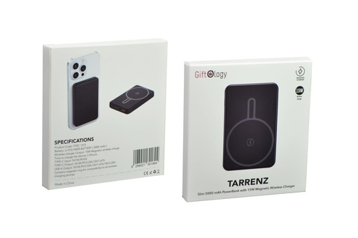 TARRENZ - Giftology 5000 mAh Magnetic Wireless Powerbank - Black