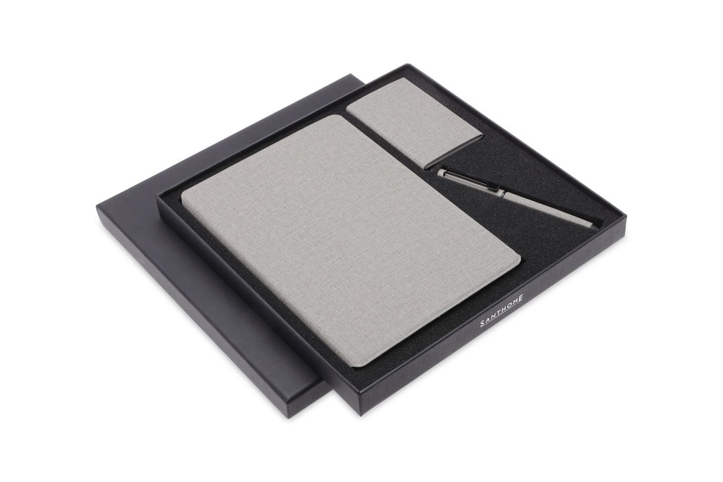 CHANGE ZERO Sustainable Gift Set with Refillable Notebook, Pen & Cardholder - Grey