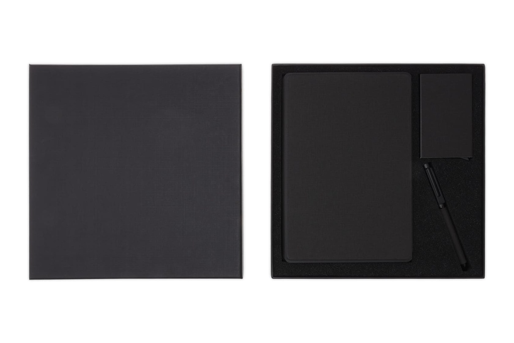 CHANGE ZERO Sustainable Gift Set with Refillable Notebook, Pen & Cardholder - Black