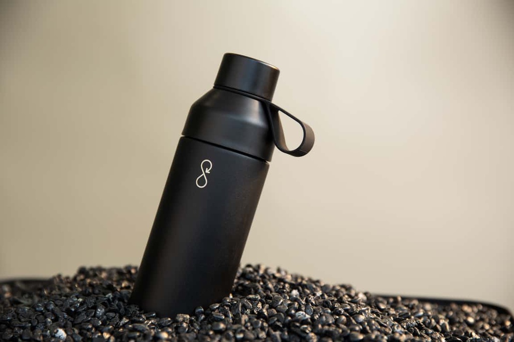 Obsidian Black Water Bottle with Straw » Ocean Bottle