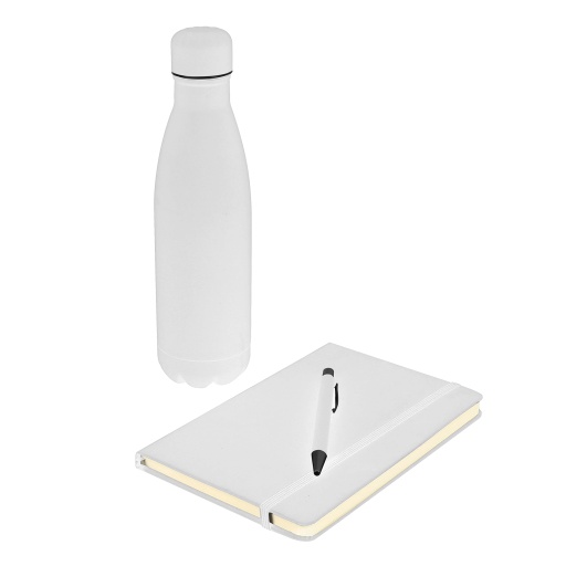 LAUTA - Giftology Set of Stainless Bottle, Notebook and Pen - White