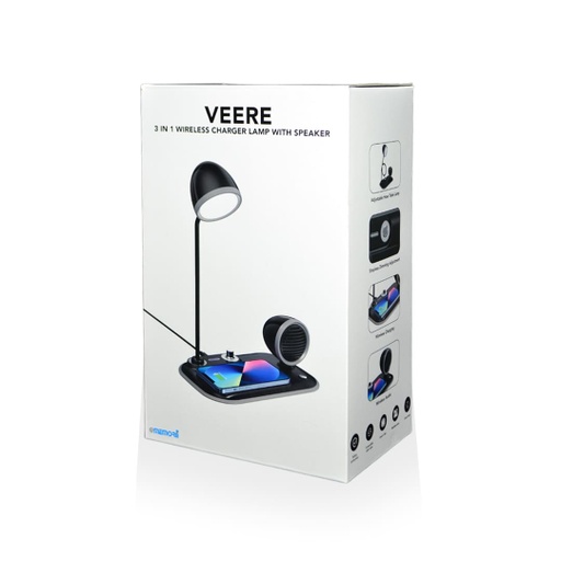 VEERE - @memorii 3 in 1 Wireless Charger Lamp with Speaker - Black