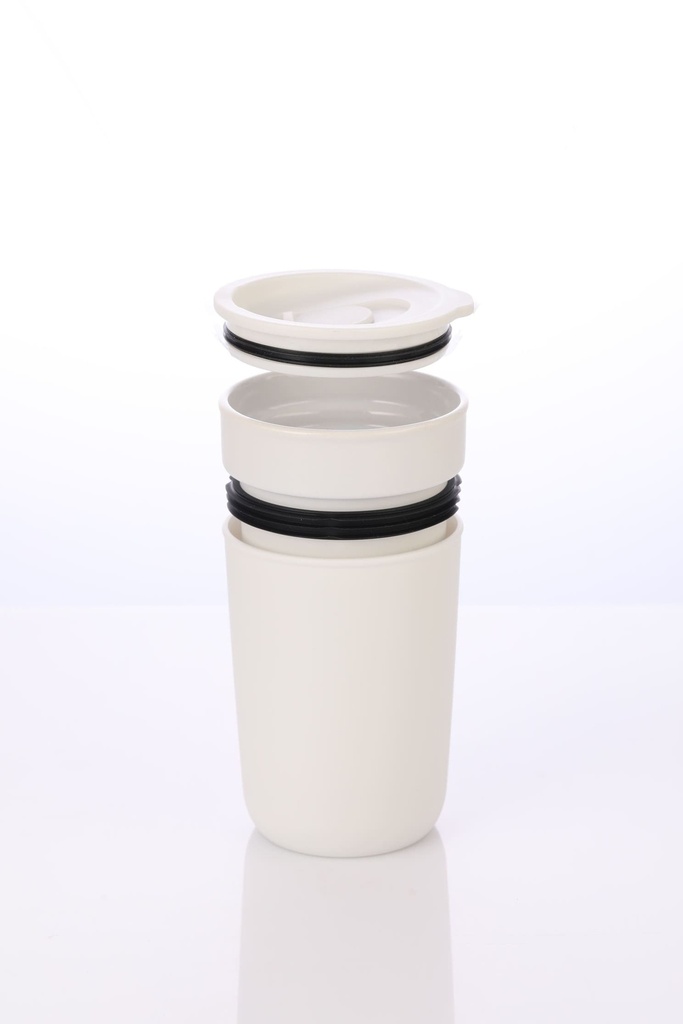 SAVONA - Hans Larsen Premium Ceramic Tumbler With Recycled Protective Sleeve - White