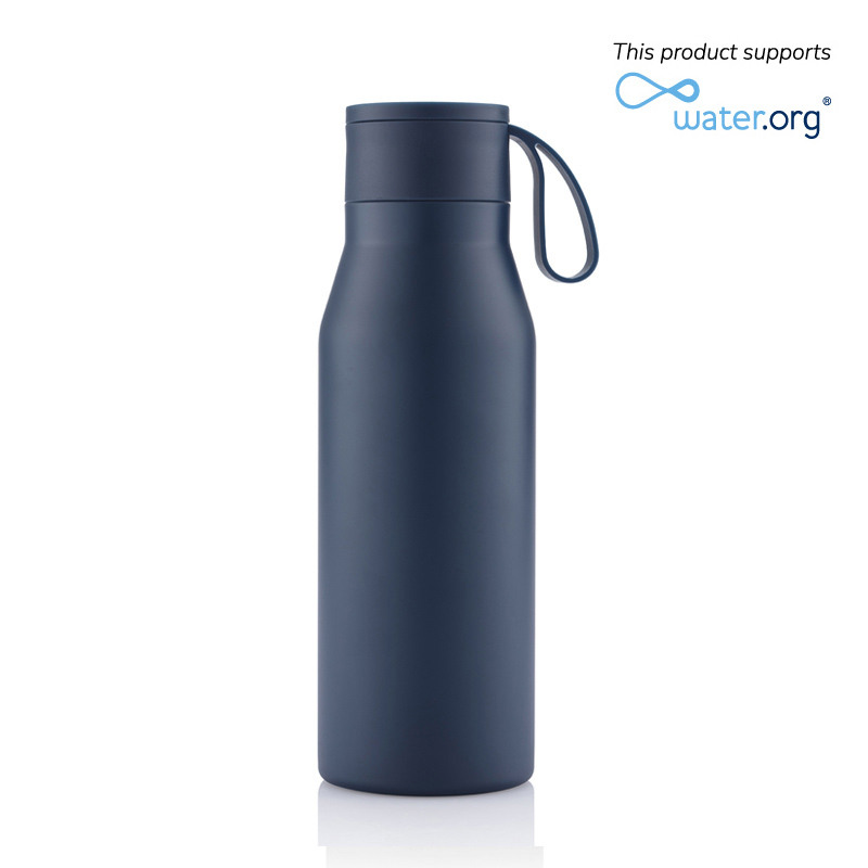 NEBRA – CHANGE Collection Vacuum Bottle with Loop – 600ml – Navy Blue