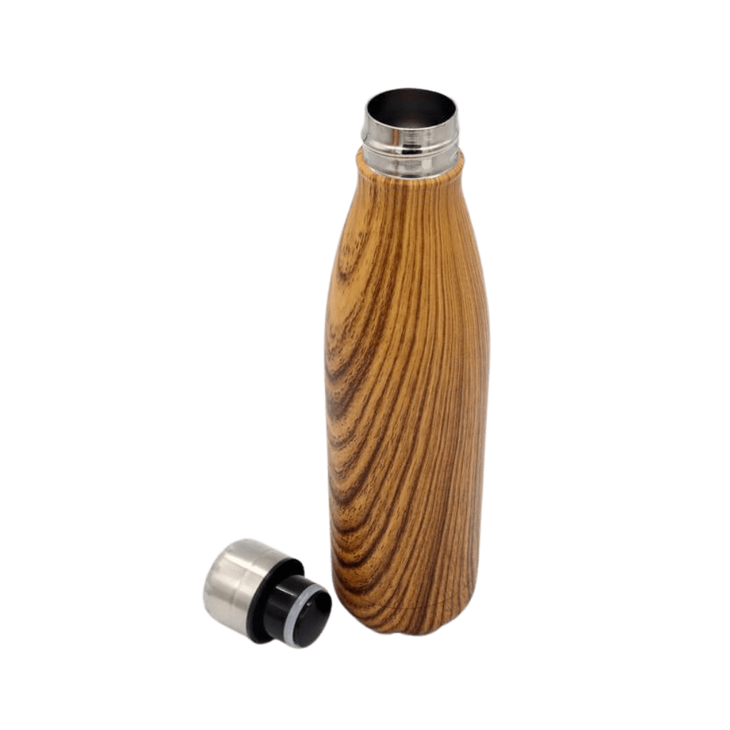 GEYER – Hans Larsen Stainless Steel Water Bottle with Wood Print – Brown