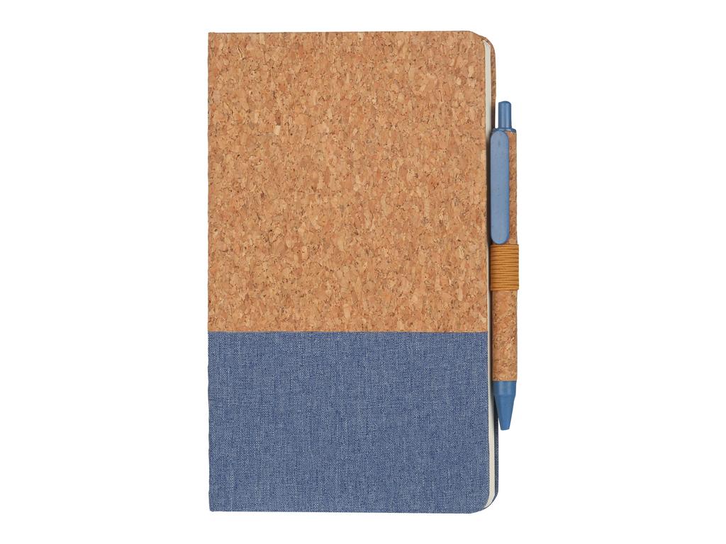 BORSA - eco-neutral A5 Cork Fabric Hard Cover Notebook and Pen Set - Blue