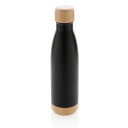 ODESSA - Giftology Double Wall Stainless Bottle with Bamboo Lid and Base - Black