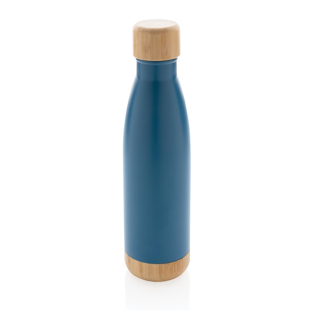 ODESSA – Giftology Double Wall Stainless Bottle with Bamboo Lid and Base – Blue