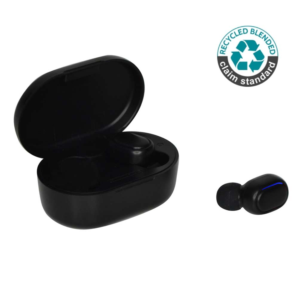 ALAVUS – RCS standard recycled plastic TWS Wireless Earbuds – Black