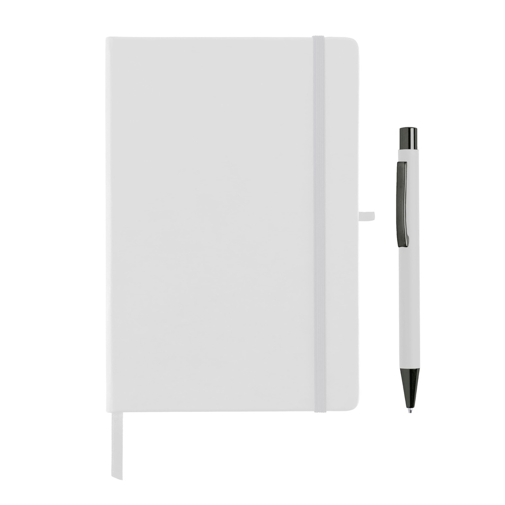 BORNA – Giftology A5 Hard Cover Notebook and Pen Set – White