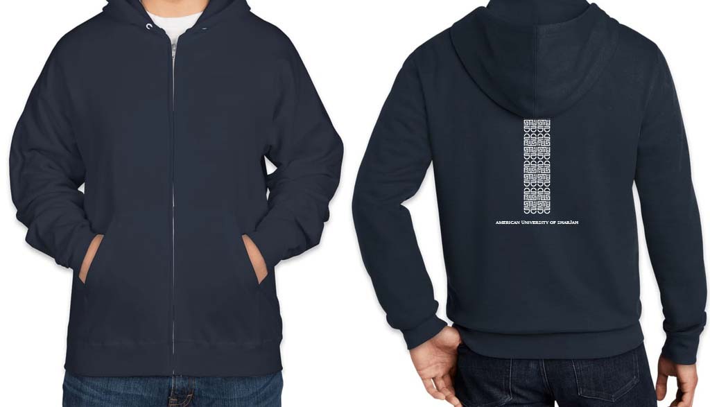 Sweatshirt Hoodie Fleece (zip up style) (unisex) - Navy Blue