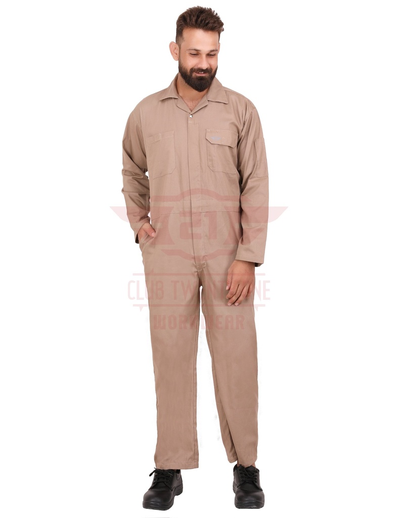 Austin Coverall
Color: Beige
Fabric: Pre Shrunk 100% Cotton
GSM: 210