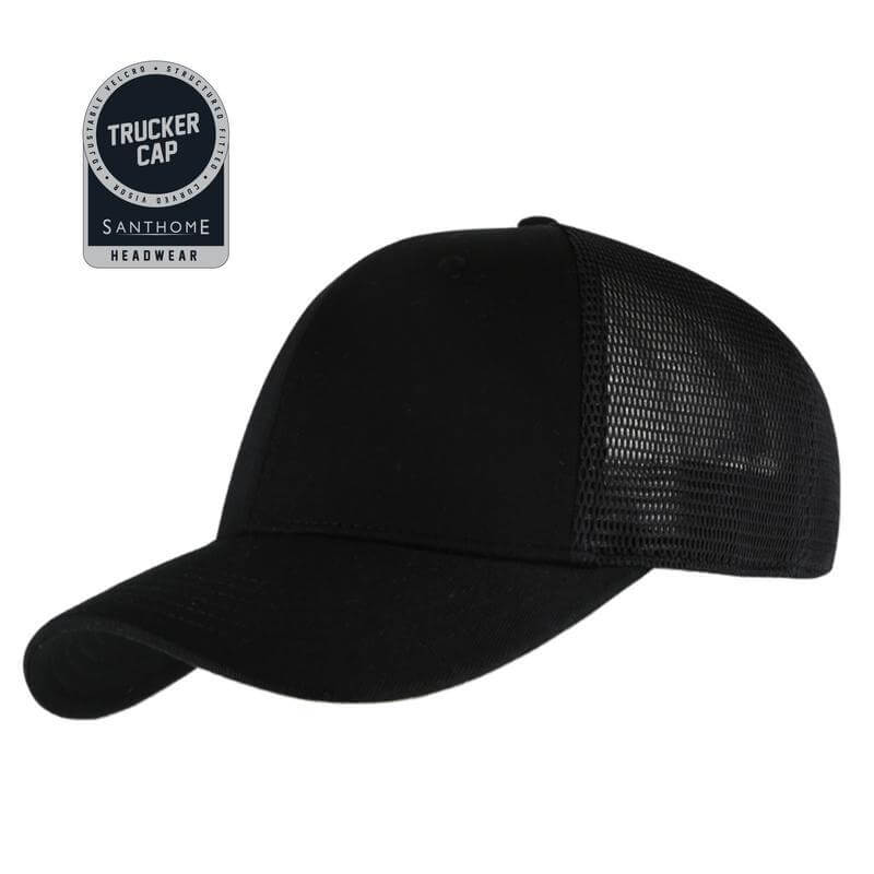 SWIFT – Santhome 6 Panel Trucker Cap – Black