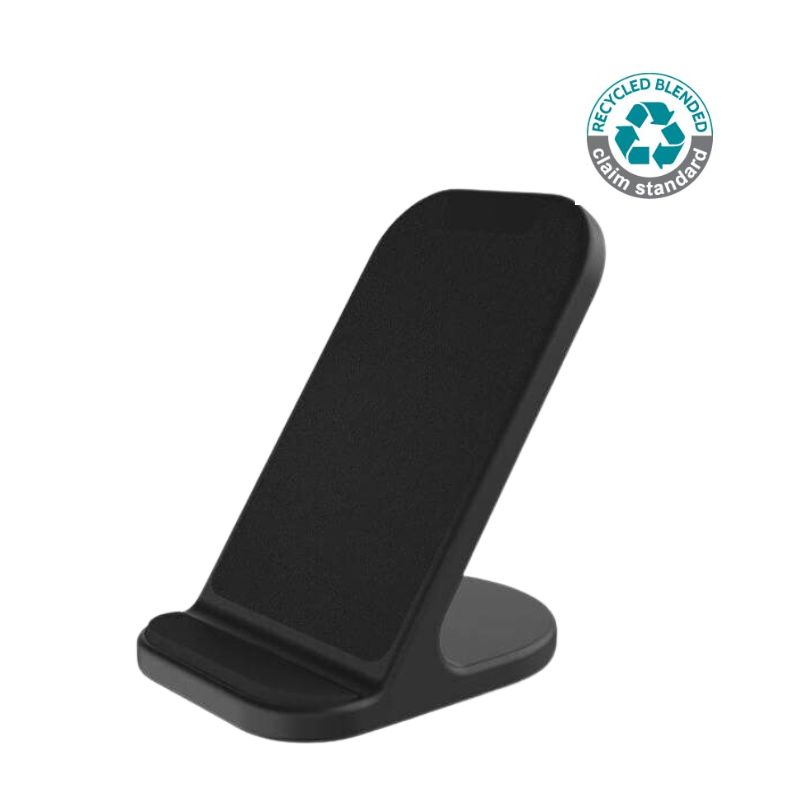 BASEL - @memorii Recycled 10W Wireless Charger Phone Stand - Black