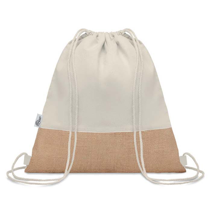 TRIGE - GRS-certified Recycled Cotton & Jute Drawstring Bag - Natural