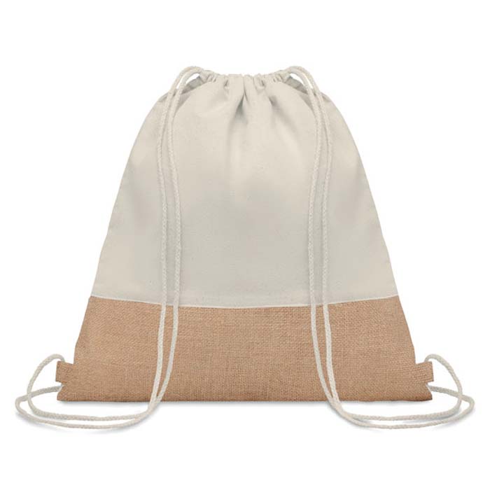 TRIGE - GRS-certified Recycled Cotton & Jute Drawstring Bag - Natural