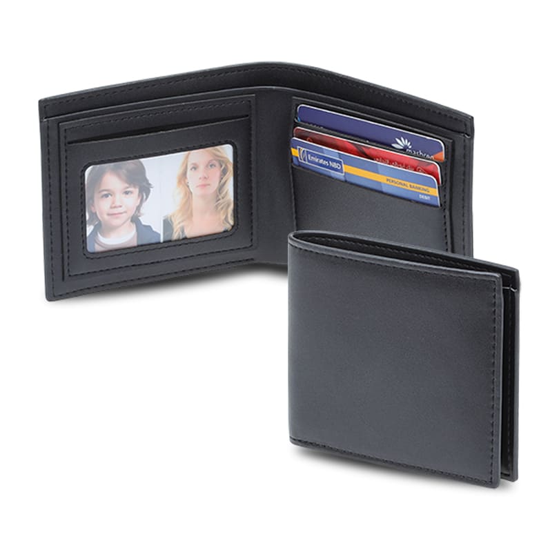 KEMI – Men’s Compact Bifold PU Wallet – Black