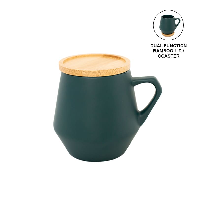 SEVILLA - eco-neutral Ceramic Mug with Bamboo Lid - Dark Green