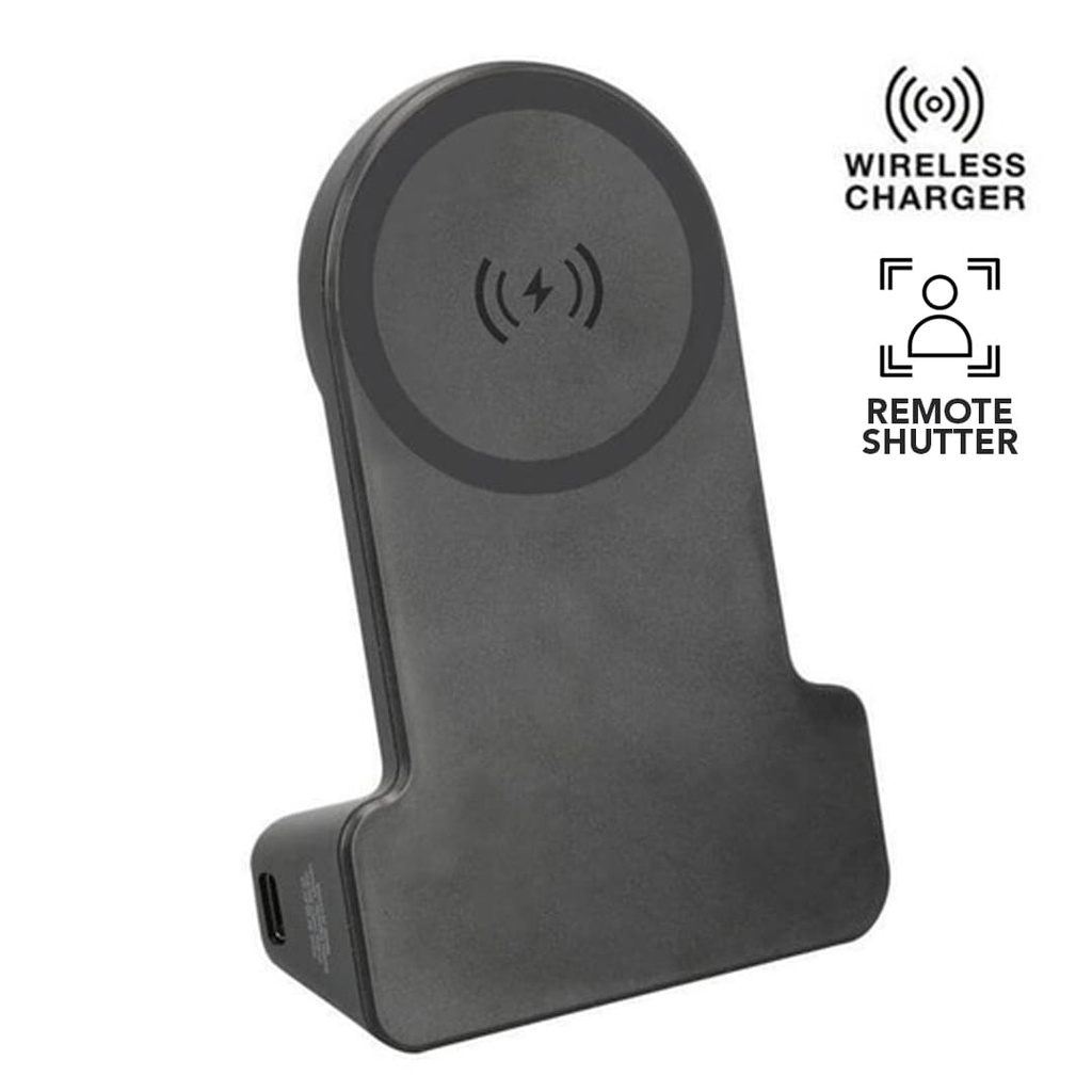 KORMAN – @memorii® Magnetic Phone Stand with 15W Wireless Charging and Remote Shutter – Black