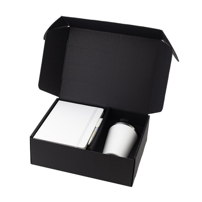 KOKSI - Giftology Set of Double Walled Tumbler, A5 Notebook and Pen - White