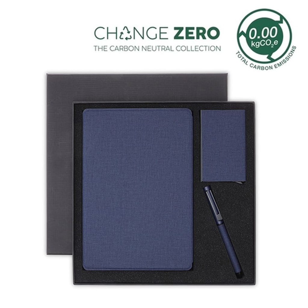 CHANGE ZERO Sustainable Gift Set with Refillable Notebook, Pen & Cardholder – Navy