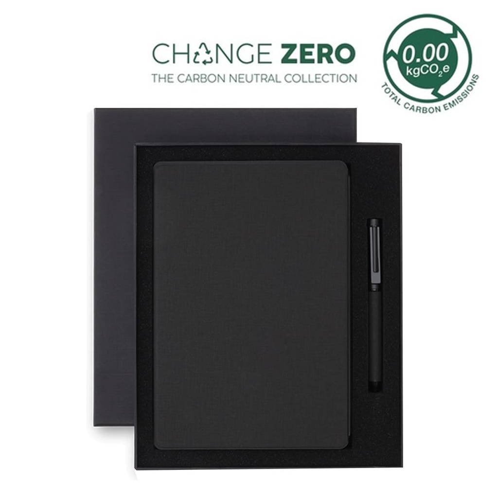 CHANGE ZERO Sustainable Gift Set with Refillable Notebook & Pen – Black