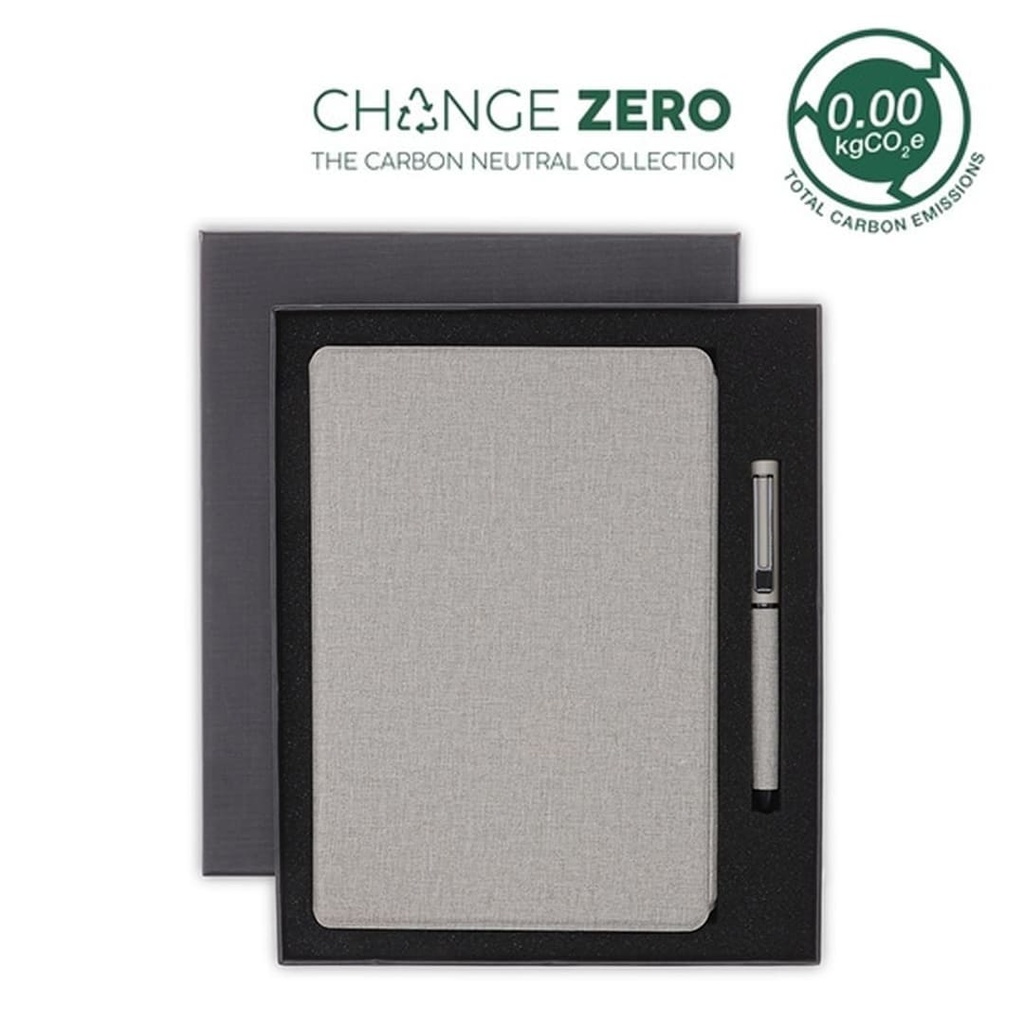 CHANGE ZERO Sustainable Gift Set with Refillable Notebook & Pen – Grey