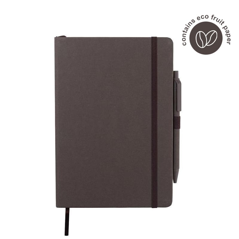 ABULA - eco-neutral® A5 Hard Cover Notebook & Pen Set - Coffee Paper