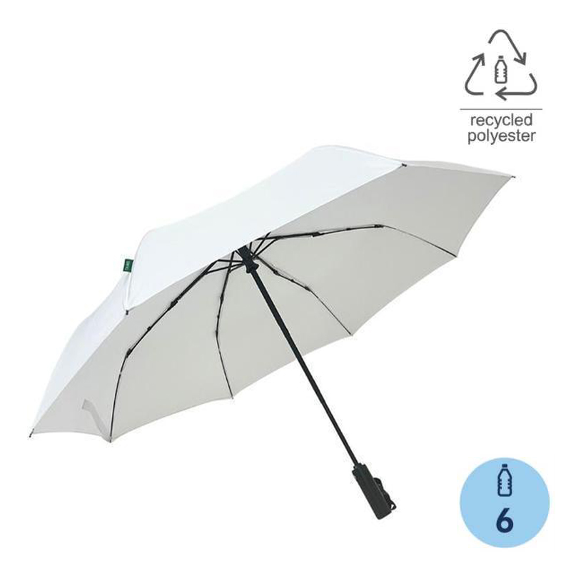 URBINO – Santhome RPET Auto-Open 23″ Umbrella with SPF50 UV Protection – White