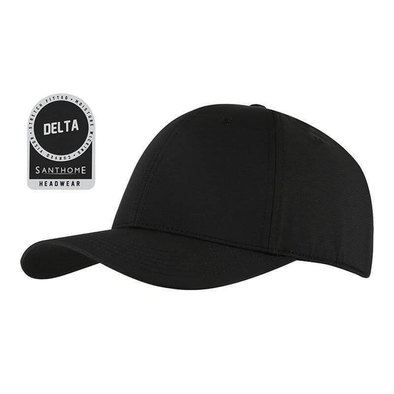 DELTA – Santhome® DryNCool® Performance Stretch-Fitted Cap – Black