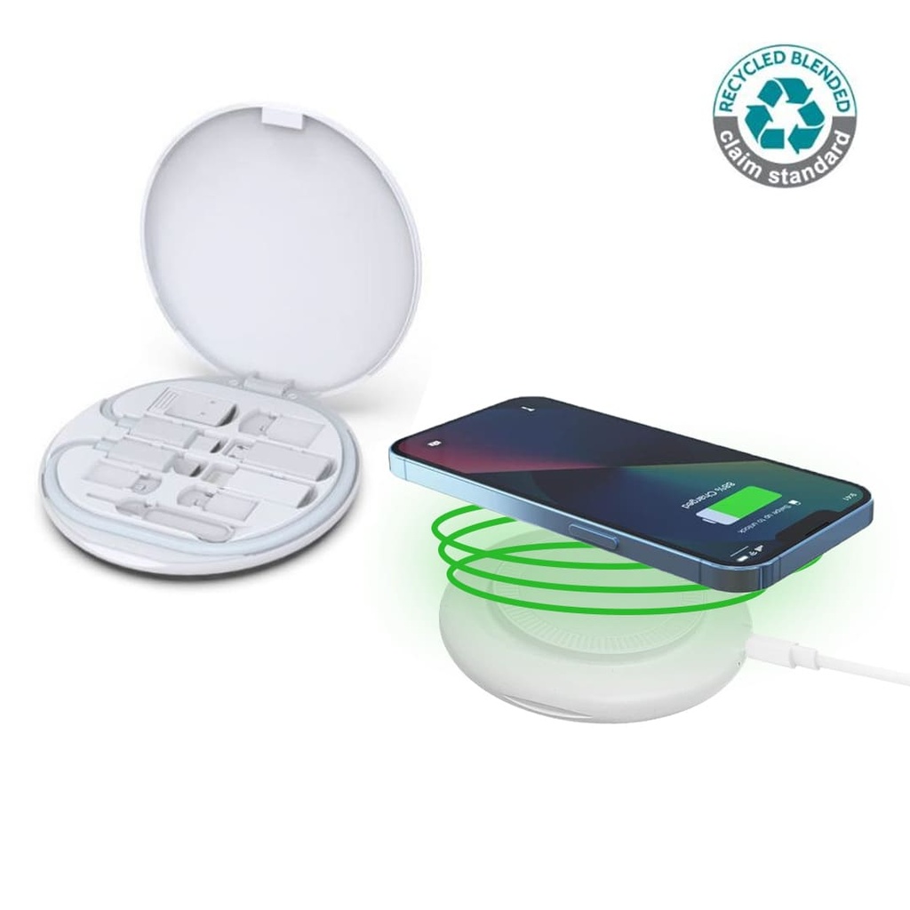 OSLO Mag - @memorii Recycled 15W Magnetic Wireless Charger Multicable Set - White