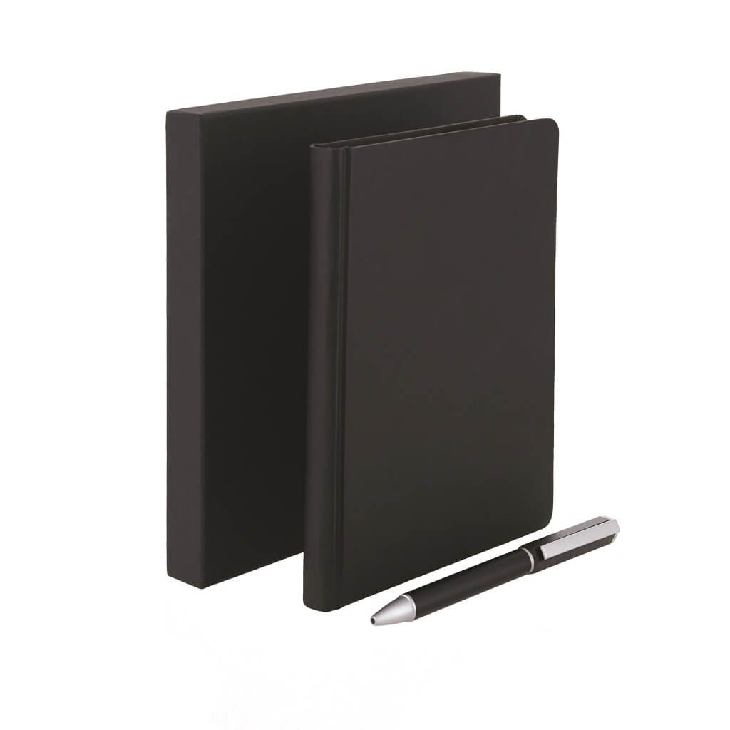 TOMAR – SANTHOME Set Of PU Thermo Notebook And Pen – Black