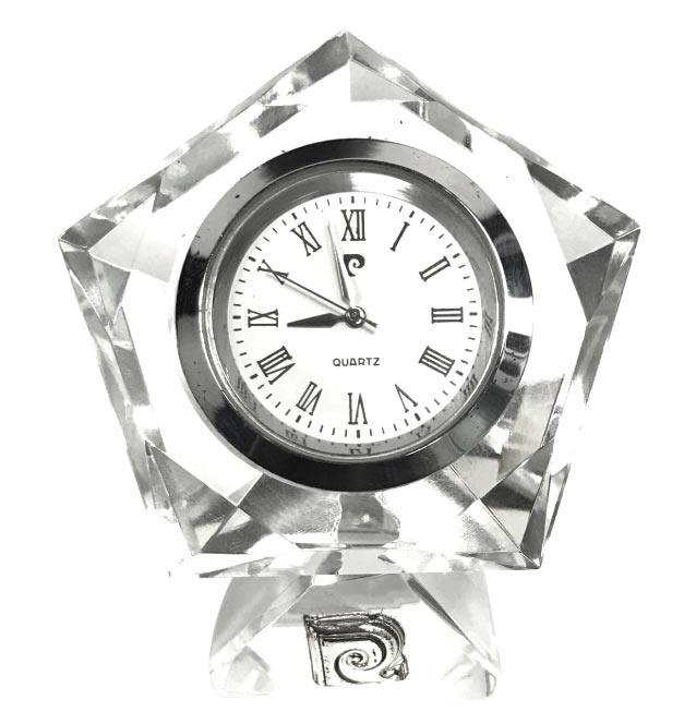 Casona – Pentagon Crystal Desk Clock by Pierre Cardin – Small