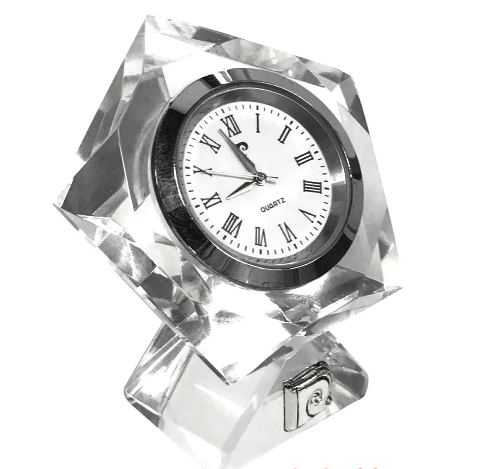 Cluny – Pentagon Crystal Desk Clock by Pierre Cardin – Regular