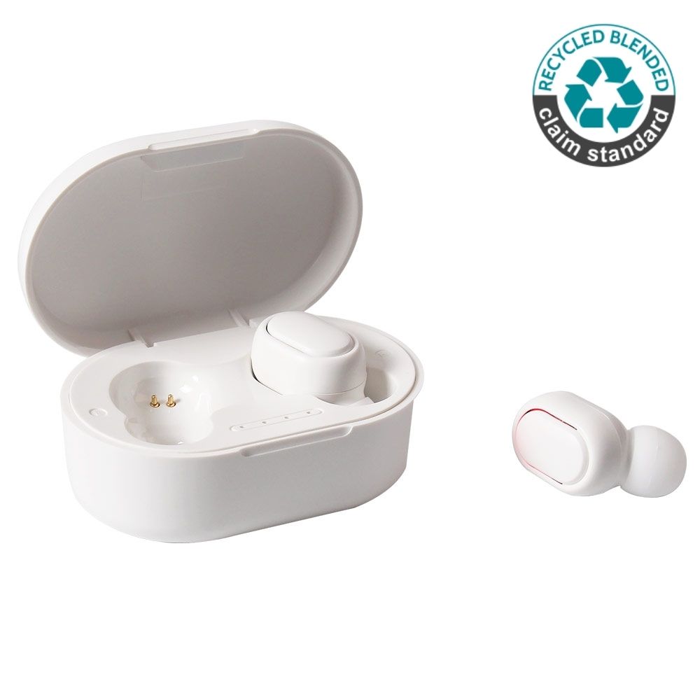 ALAVUS – RCS standard recycled plastic TWS Wireless Earbuds – White