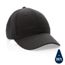 Impact AWARE™ 6 Panel 280gr Recycled Cotton Cap - Black