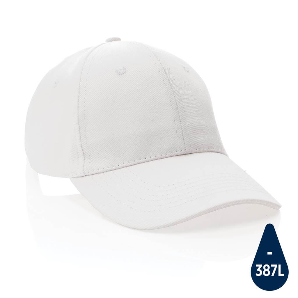 Impact AWARE™ 6 Panel 280gr Recycled Cotton Cap – White