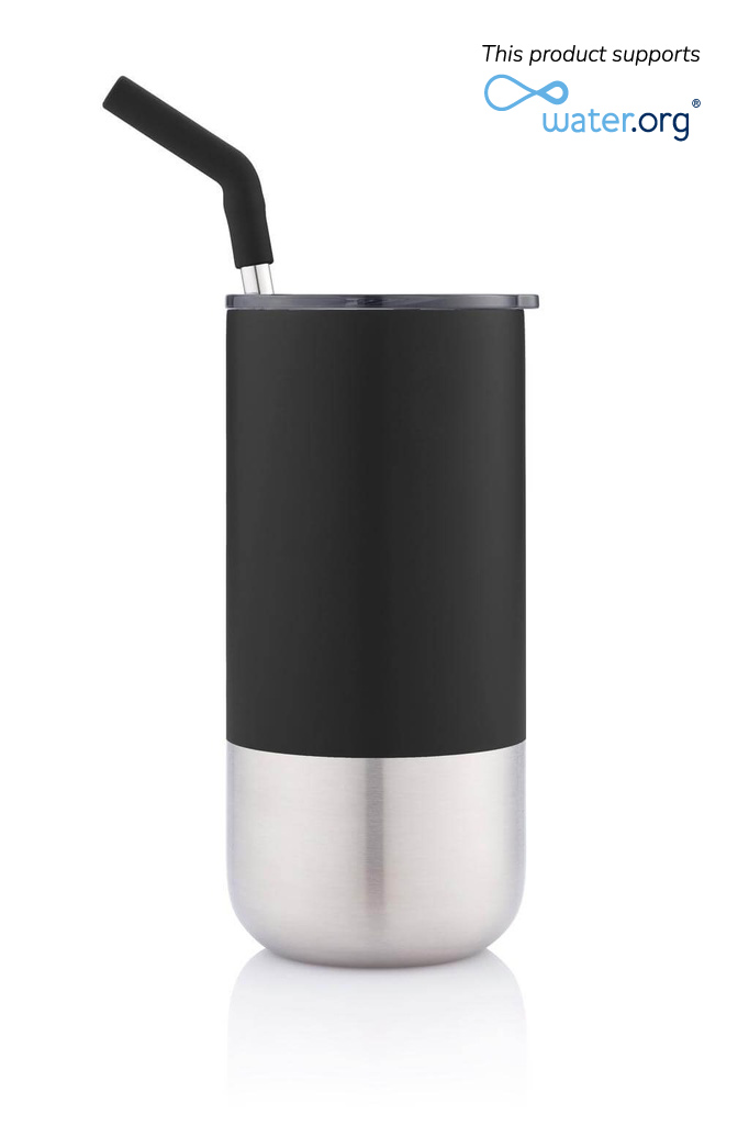 BORCULO – CHANGE Collection Insulated Tumbler with Reusable Straw – Black