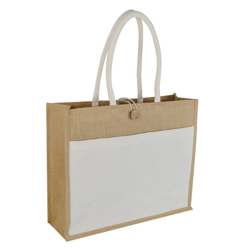 MONCLOVA Jute Bag with Canvas Pocket Natural