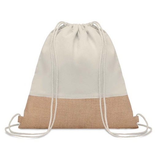 [CTEN 436] TRIGE - GRS-certified Recycled Cotton & Jute Drawstring Bag - Natural