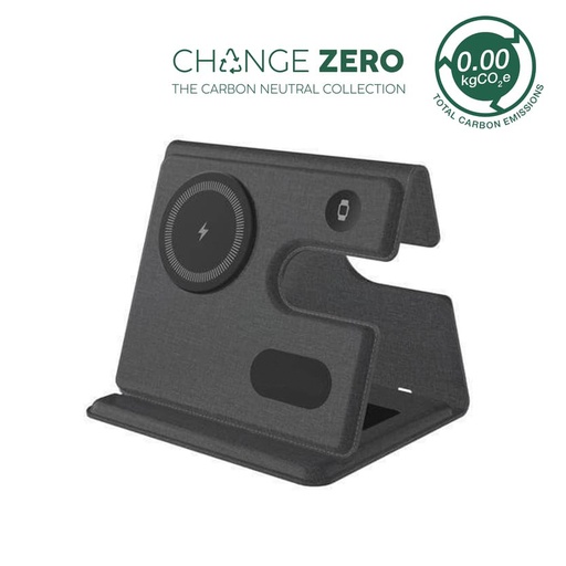 [ITWC 1211] PLANA - CHANGE ZERO Recycled 3-in-1 Wireless Charger Station - Black