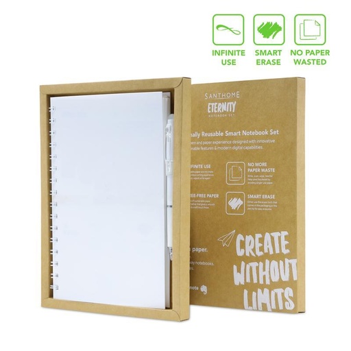 [GSSN 9554] Santhome® Eternity - The Reusable Notebook & Pen Set - White