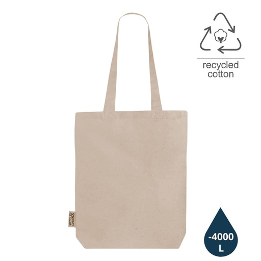 [CTEN 7122] DARGUN - GRS-certified Recycled Cotton Tote Bag with Gusset - Beige